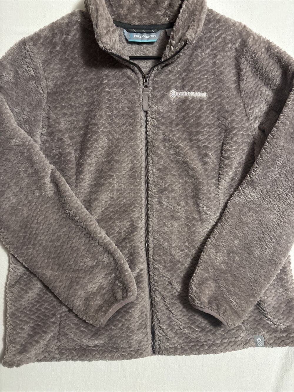 Free Country XL Women's Full Zip Faux Fur Beige/Lavendar Pre Owned